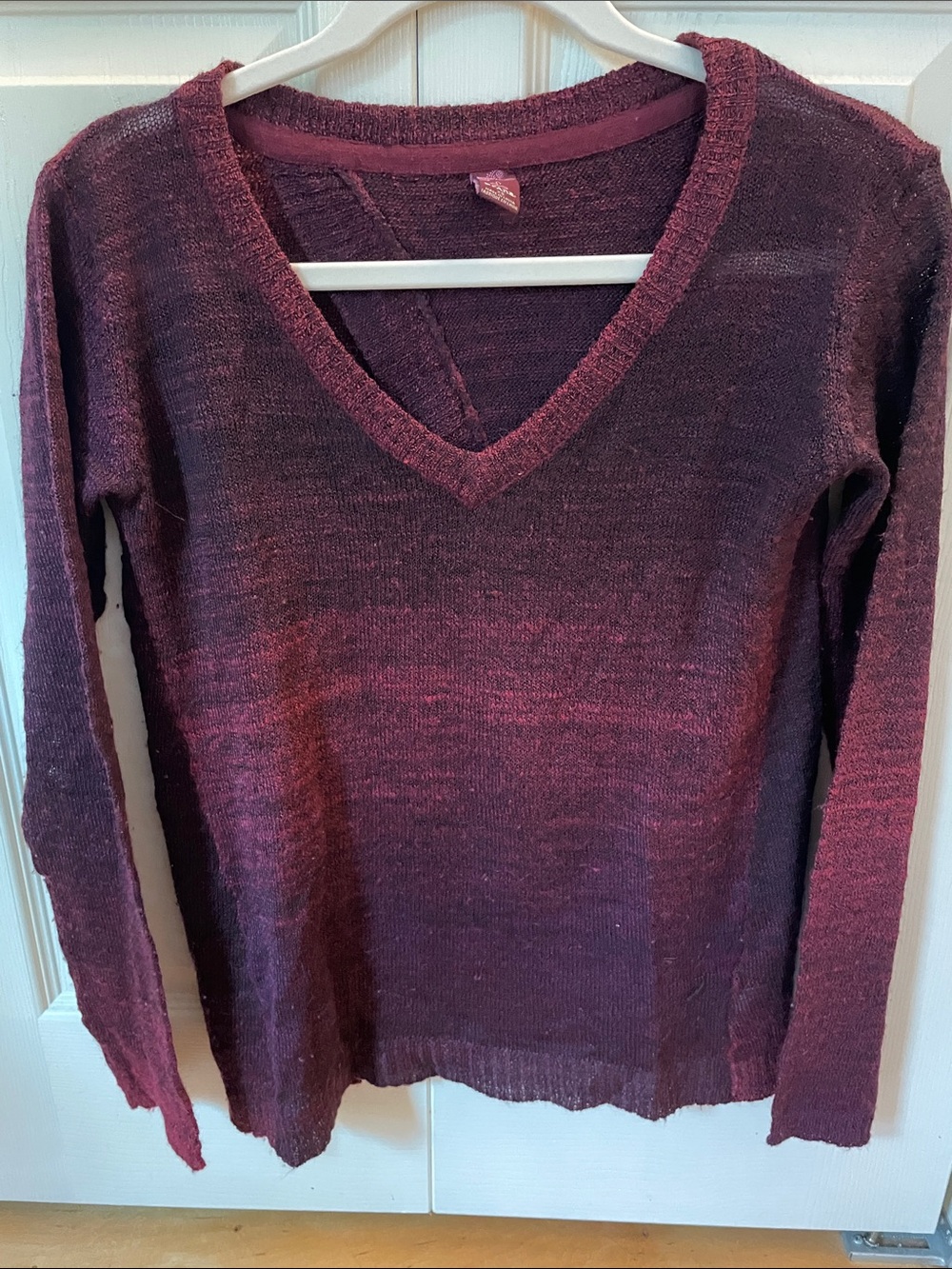 Prana Women's V-Neck Sweater in Burgundy Plum